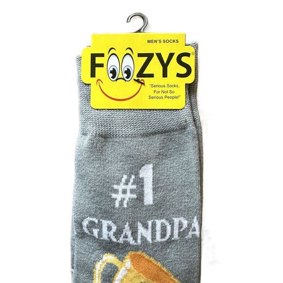 NWT Foozys Grey #1 Grandpa Trophy Graphic Novelty Socks Men's One Size - Picture 2 of 4